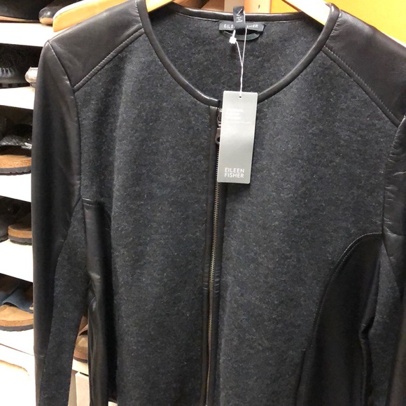 Eileen Fisher Jackets & Blazers - Eileen Fisher merino wool and leather jacket.